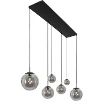Steinhauer 6-lichts glazen hanglamp Bolique zwart met smoke glas