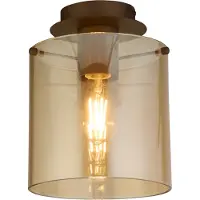 Searchlight Sweden 1-lichts plafonnière - Mocha metaal en amberglas