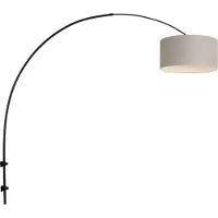 Steinhauer Wand Booglamp Sparkled zwart met taupe lampenkap