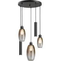 Masterlight Vide hanglamp Olive 3x glas - 2x Run - zwart - Ø50cm