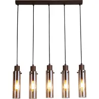 Searchlight Sweden II 5-lichts - Mokka Metaal & Amber Glas