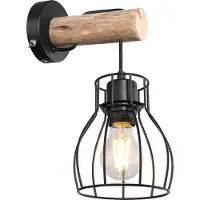 Globo Lighting Wandlamp Mina zwart met hout