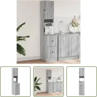 The Living Store Grijze Keukenkast - Keukenkast - Keukenkast 35x50x180 cm bewerkt hout grijs sonoma eiken - Houten Keukenkast - Bewerkt Hout - Keukenuitrusting