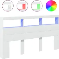 vidaXL Hoofdbordkast met LED-verlichting 180x17x102 cm wit