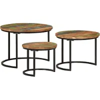 vidaXL Tafeltjesset 3 st massief gerecycled hout
