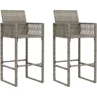 vidaXL Tuinbarkrukken 2 st poly rattan grijs