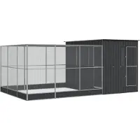 vidaXL Volière met verlengstuk 497x303x216 cm staal zilverkleurig