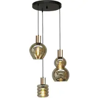 Masterlight Zwarte hanglamp met goud Bounty 4-lichts curiosa