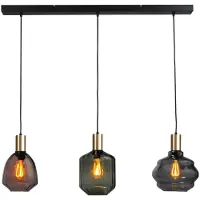 Masterlight 3-lichts hanglamp - goud - Porto met verschillende glazen