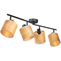 Steinhauer Plafondspot Bambus 3668ZW Zwart 4 lichts met houten kapjes