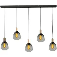 Masterlight 5-lichts hanglamp - goud - Porto met Nicolette green glazen