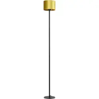 Masterlight Zwarte vloerlamp Venus 175cm met okergele lampenkap