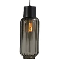 Masterlight Zwarte design hanglamp Lett ll met smoke glas