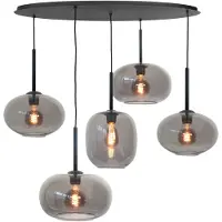 Highlight Hanglamp Bellini Zwart Met Smoke Glas 5 Lichts