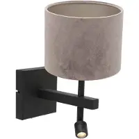 Steinhauer Wandlamp stang met LED spot met taupe velours kap