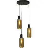 Masterlight Hanglamp Bounty 3-lichts zwart met smoke glas