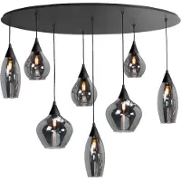 Highlight Hanglamp Cambio Zwart 8 Lichts Smoke Glas