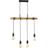 Searchlight 4-lichts hanglamp Woody met hout