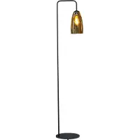 Masterlight Zwarte vloerlamp Quinto met gestreept glas