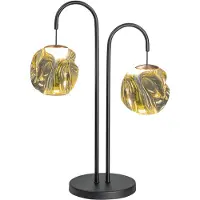 Highlight Tafellamp Melina Zwart Met Amber Glas 2 Lichts