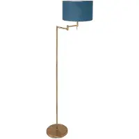 Mexlite Bronskleurige vloerlamp Bella 3873BR met blauw fluweelachtige kap