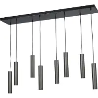 Masterlight Zwarte eetkamer hanglamp Run 8-lichts cilinders gunmetal