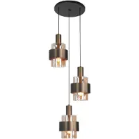 Highlight 3 Lichts Hanglamp Marrone Zwart Met Koper Brons