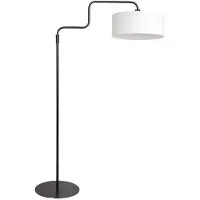 Steinhauer Zwarte vloerlamp Bloeba 4164ZW met wit grof linnen kap
