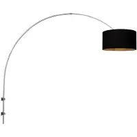 Steinhauer Staalkleurige boog / wandlamp Sparkled Light 3966ST met zwart gouden linnen ton kap