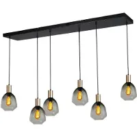 Masterlight 6-lichts hanglamp - goud - Porto met Nicolette green glazen