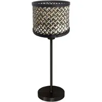 Mexlite Tafellamp Noor 4420ZW – Zwart staal met naturel bamboe kap