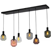 Masterlight 6-lichts hanglamp - zwart - Porto met verschillende glazen