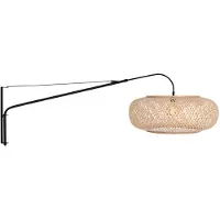Steinhauer Wandlamp Elegant Classy 4448ZW – Zwart met bamboe kap Ø60 cm