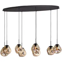 Masterlight Hanglamp Lava Oval 8x goud glas Ø 24cm