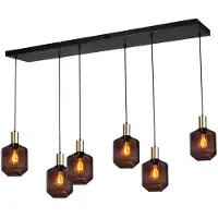 Masterlight 6-lichts hanglamp - goud - Porto met Jagger red glazen