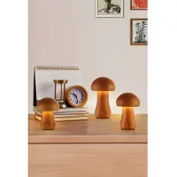 Searchlight Set Van 3 Tafellampen Asher Paddenstoel Hout