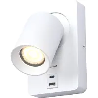 Artdelight Bedlampje Megano Usb Wit Met Usb A En Usb C