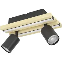 Stars of Light Plafondlamp dubbel Gesteira zwart met hout