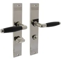 Intersteel Deurkruk Ton Basic op schild met toilet-/badkamersluiting 63/8 mm - nikkel glans/zwart