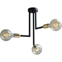 Masterlight Zwarte plafondlamp Tube 3-lichts met gouden fittingen