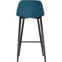 Meet by Paperflow Barkruk, B 500 x D 450 x H 950 mm, voetsteun, gestoffeerd, zwart, stoffen bekleding blauw, set van 2