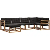 vidaXL Buiten bank set 6 st Naturel en Zwart Massief Acacia Hout