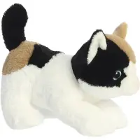 Aurora Eco Nation pluche knuffeldier kat/poes - bruin/wit - 22 cm - Katten/poezen thema speelgoed