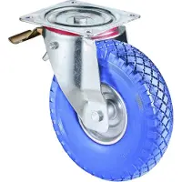 BS Rollen Zwenkwielen met totale vergrendeling, wieldiameter 260 mm, draagvermogen 160 kg, met bevestigingsplaat, rollagers, polyurethaan, lekbestendig