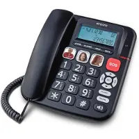 Emporia KFT20: Bedraad seniorentelefoon met luidsprekerfunctie, compatibel met hoortoestellen, toetsenherhaling en verlicht display. Kleur: zwart (KFT20)