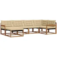 vidaXL Buiten bank set 6 st Natuurlijk en Beige Massief Acacia Hout