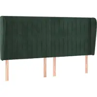 vidaXL Hoofdbord met randen 183x23x118/128 cm fluweel donkergroen