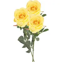 Top Art Kunstbloem roos Nova - 3x - lichtgeel - 75 cm - kunststof steel - decoratie bloemen