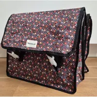 Traveler Dubbele zwarte fietstas bloemen rood geel wit