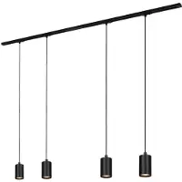 Briloner RAIL 230 V railsystem, zwart, 4 hangers, lengte 1,5 m Rail, dimbaar, zwart, Woon-/ Eetkamer, metaal, Modern